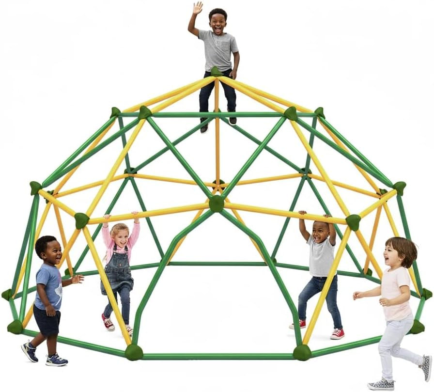 12 FT Climbing Dome for Kids 3-10, Outdoor Play Equipment Supporting 1000 Lbs, Anti-Rust Jungle Gym, Easy Assembly Geometric Dome Climber Play Center