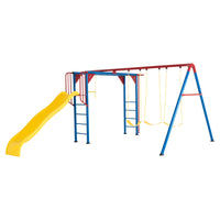Kid'S Monkey Bar Adventure Metal Swing Set with Slide and Trapeze Bar (91022)