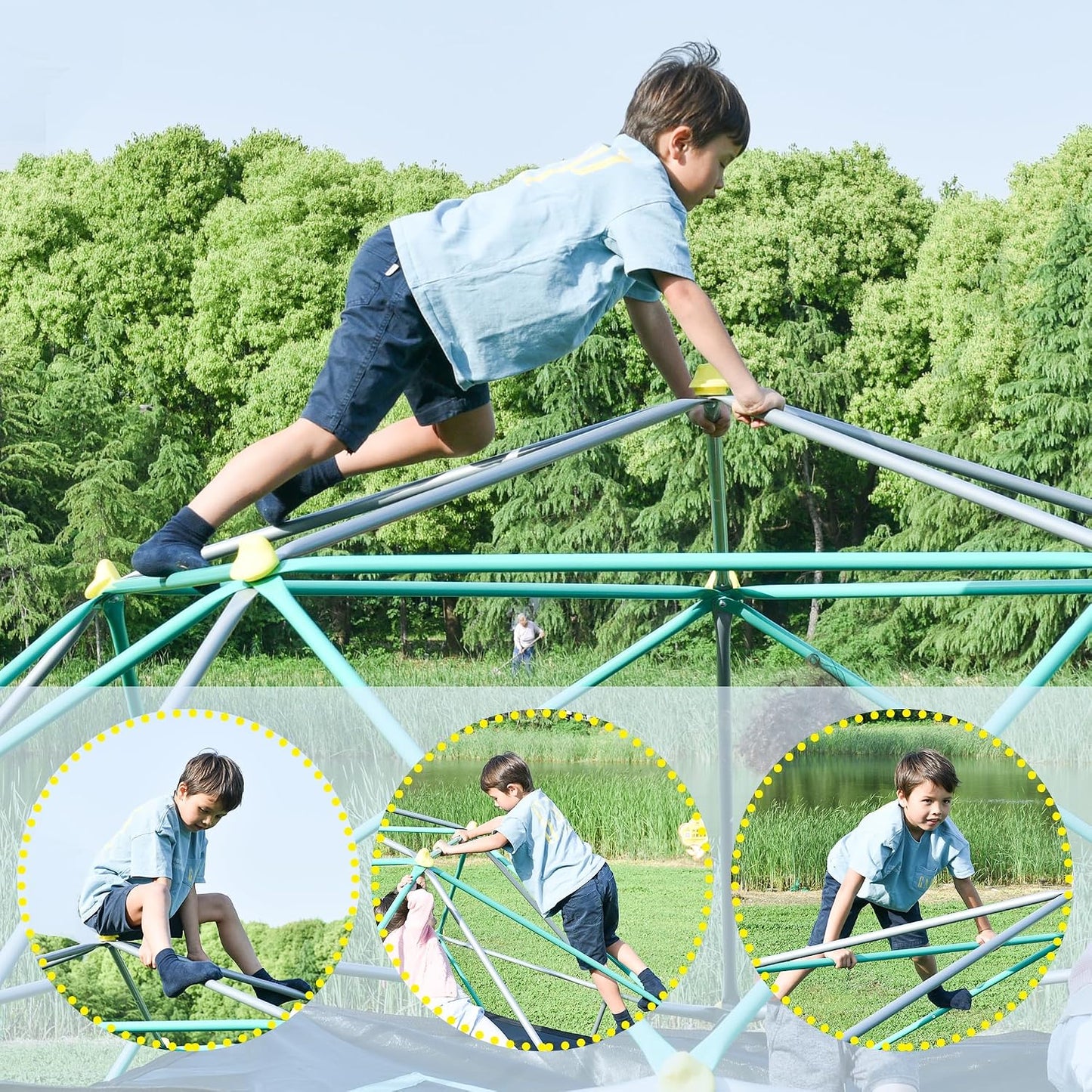 12FT Climbing Dome, Outdoor Dome Climber for Kids 3-10 Supporting 1000 Lbs, Easy Assembly Playground Jungle Gym Backyard Play Equipment