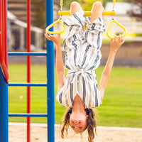 Kid'S Monkey Bar Adventure Metal Swing Set with Slide and Trapeze Bar (91022)