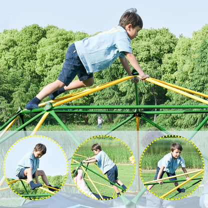 12 FT Climbing Dome for Kids 3-10, Outdoor Play Equipment Supporting 1000 Lbs, Anti-Rust Jungle Gym, Easy Assembly Geometric Dome Climber Play Center
