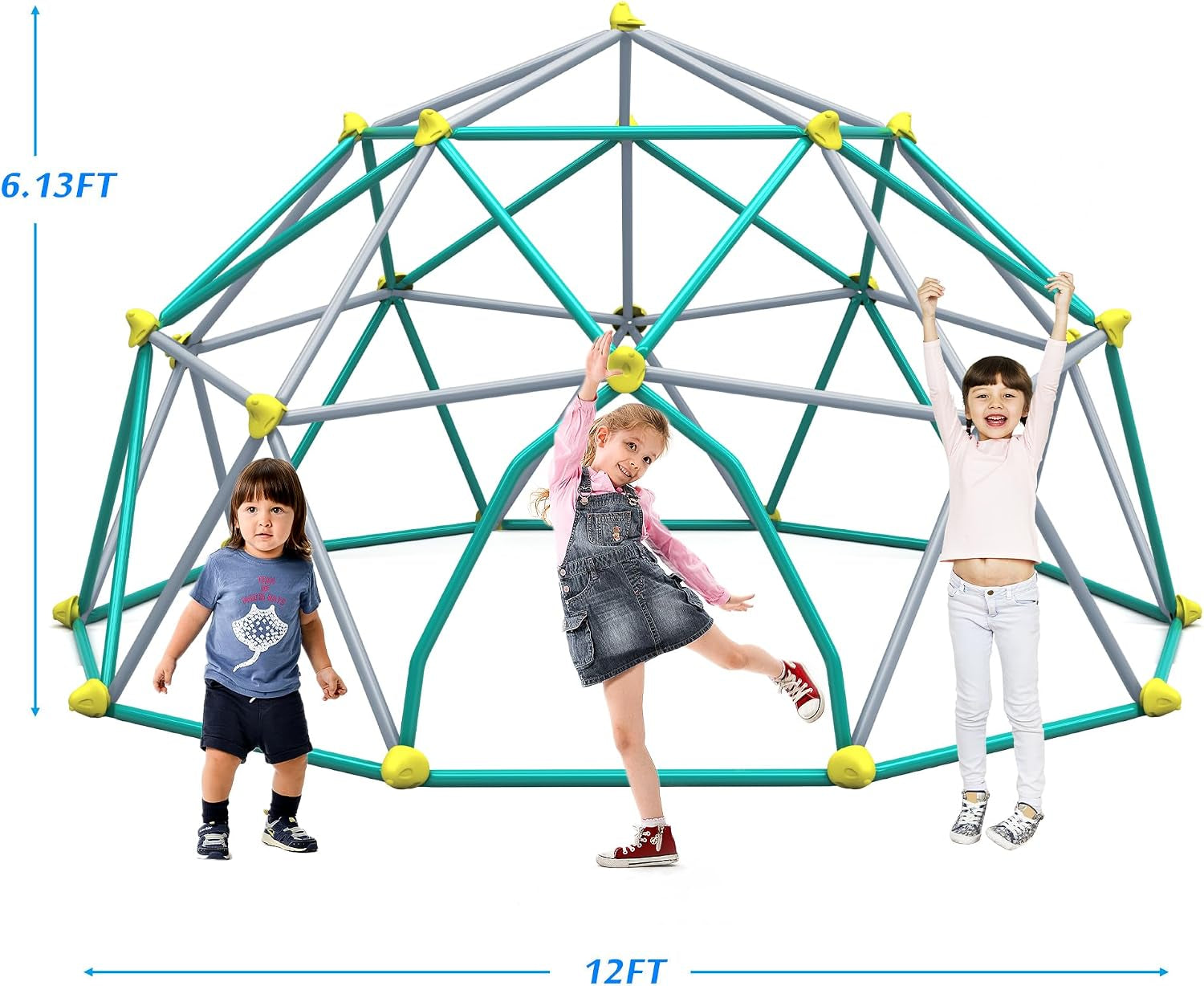 12FT Climbing Dome, Outdoor Dome Climber for Kids 3-10 Supporting 1000 Lbs, Easy Assembly Playground Jungle Gym Backyard Play Equipment