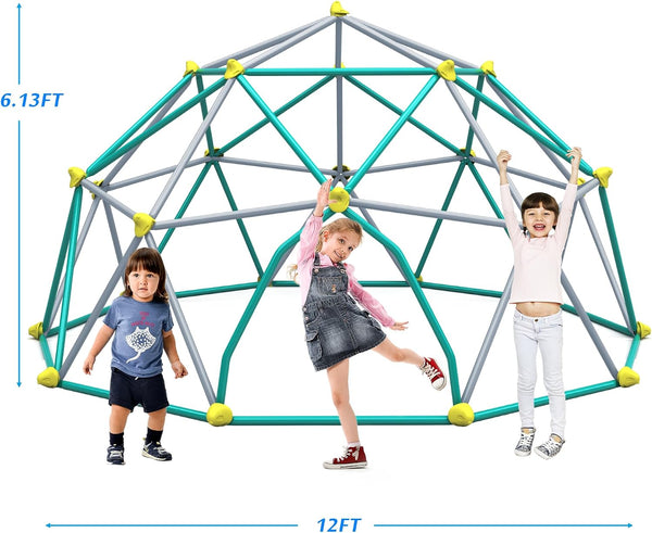 12FT Climbing Dome, Outdoor Dome Climber for Kids 3-10 Supporting 1000 Lbs, Easy Assembly Playground Jungle Gym Backyard Play Equipment