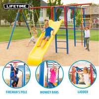 Kid'S Monkey Bar Adventure Metal Swing Set with Slide and Trapeze Bar (91022)