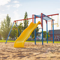 Kid'S Monkey Bar Adventure Metal Swing Set with Slide and Trapeze Bar (91022)
