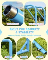 Outdoor Monkey Bar Set with Climbing Frame, Gymnastics Bars, Playground Set for Backyards, Metal Monkey Bar for Kids Age 3 and Up, Backyard Playground Set with Powder Coated Steel, Skyblue