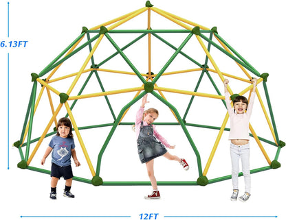 12 FT Climbing Dome for Kids 3-10, Outdoor Play Equipment Supporting 1000 Lbs, Anti-Rust Jungle Gym, Easy Assembly Geometric Dome Climber Play Center