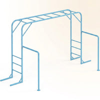 Outdoor Monkey Bar Set with Climbing Frame, Gymnastics Bars, Playground Set for Backyards, Metal Monkey Bar for Kids Age 3 and Up, Backyard Playground Set with Powder Coated Steel, Skyblue — Studio Shot