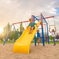Kid'S Monkey Bar Adventure Metal Swing Set with Slide and Trapeze Bar (91022)
