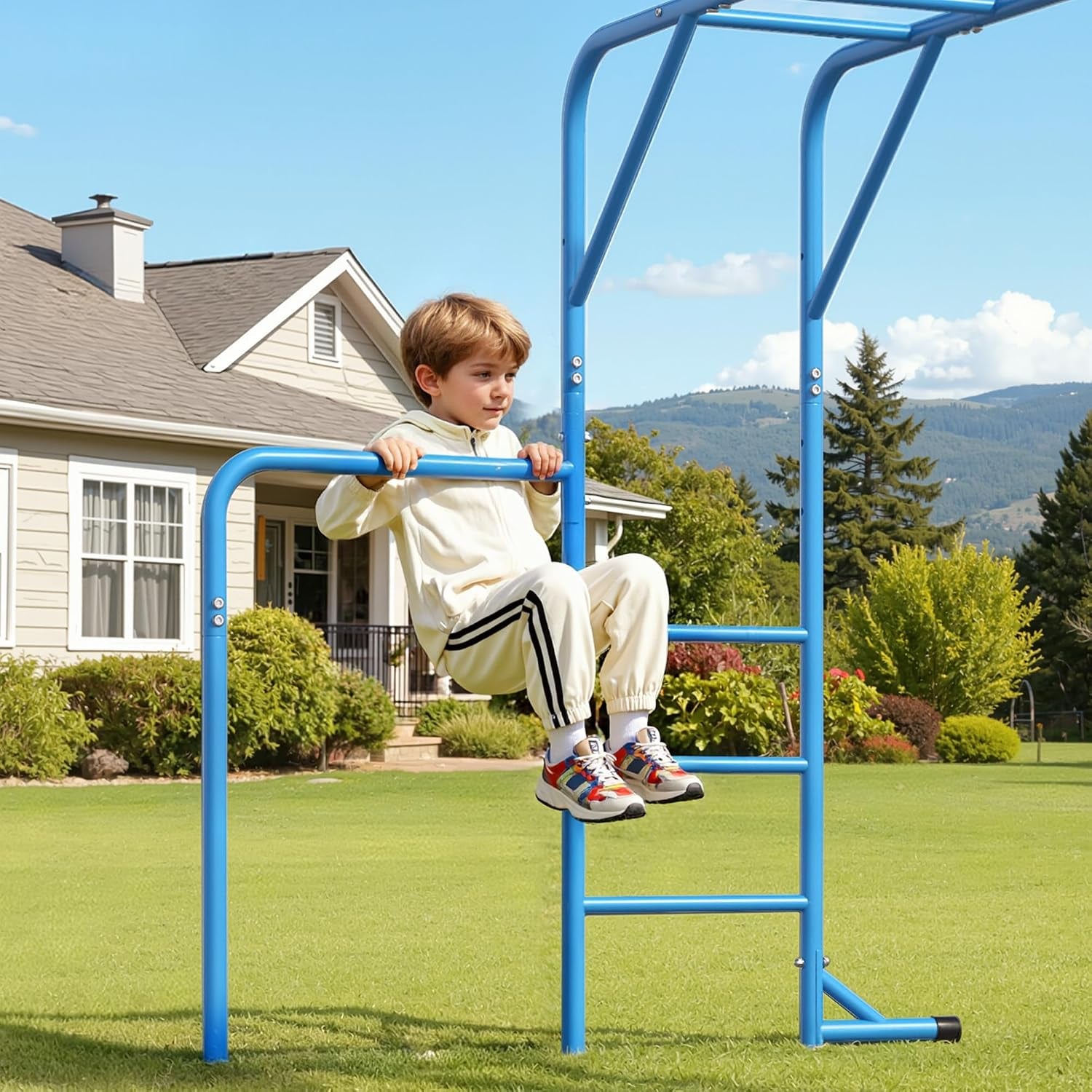 HOWMOW Monkey Bars for Backyard with Tumble Bars, Stand Alone Climbing Frame Kids Outdoor Play Equipment Playground Sets, Metal Monkey Bars for Kids Physical Active